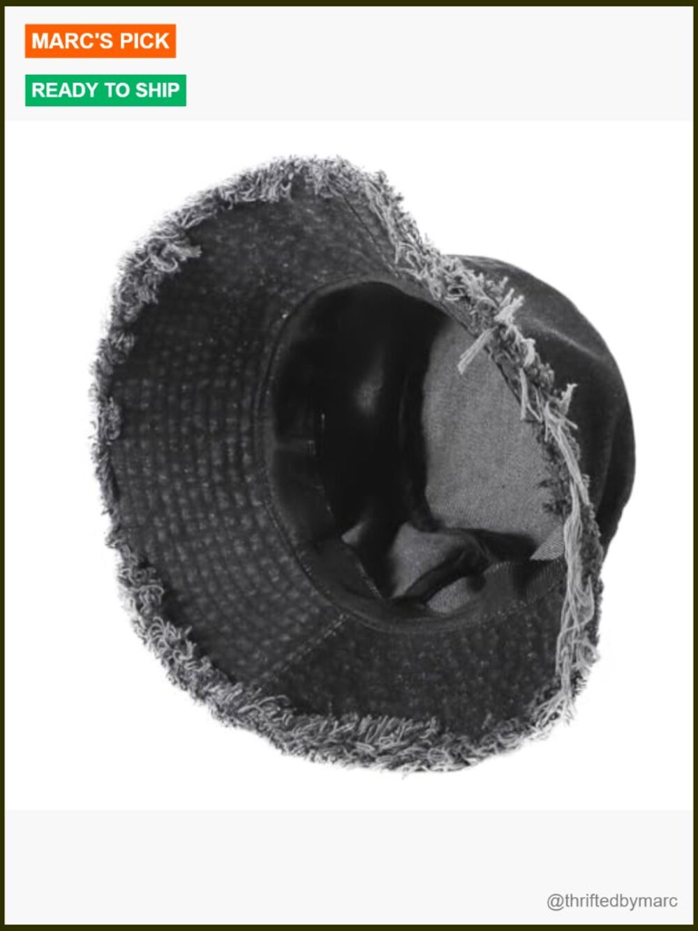 Frayed Denim Bucket Hat Distressed Fisherman Cap Wide Brim Boonie Sun Hat - Picture 5 of 7